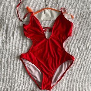 red one piece bikini